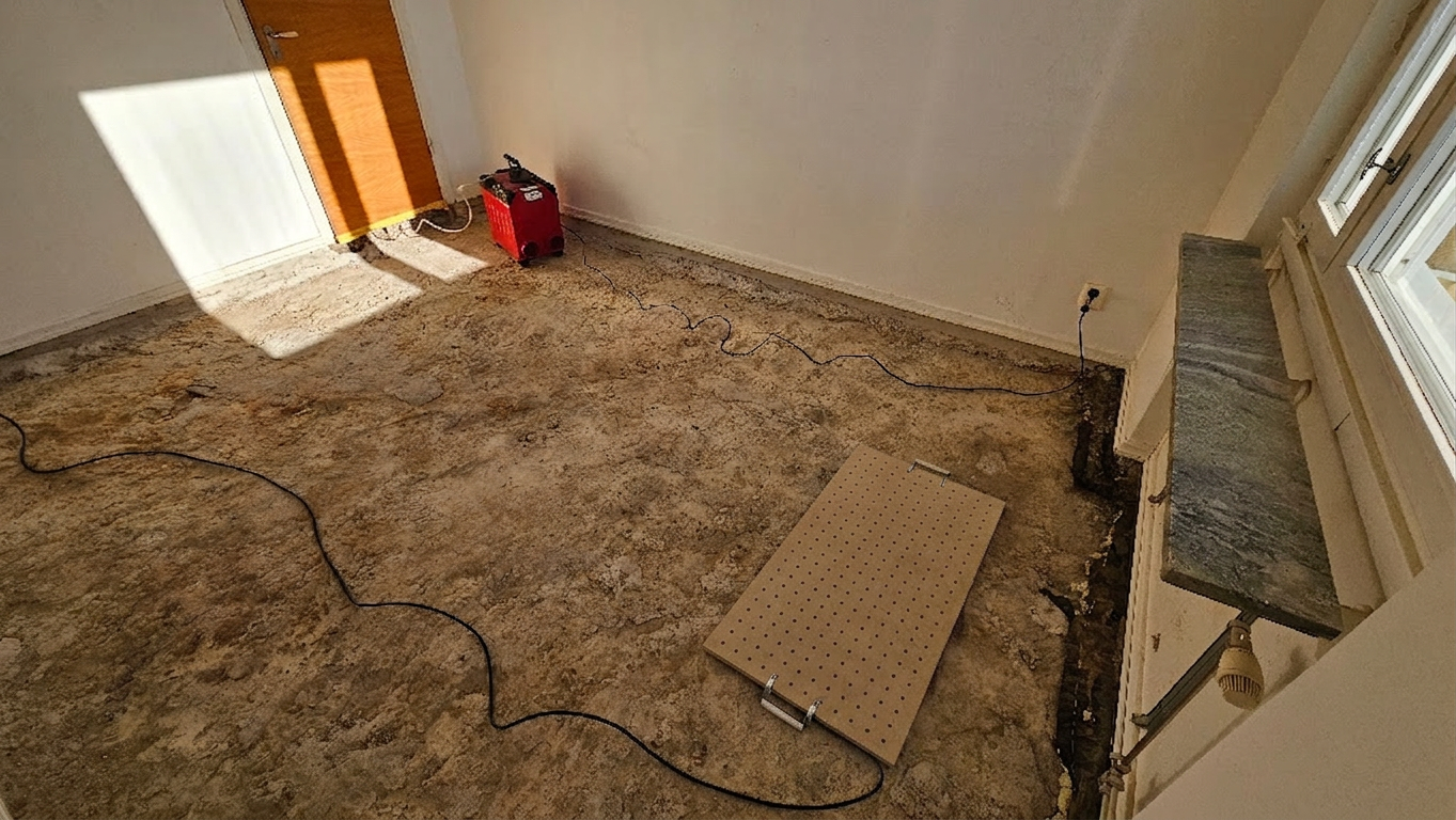 Vattenskada efter skadad radiatorledning
