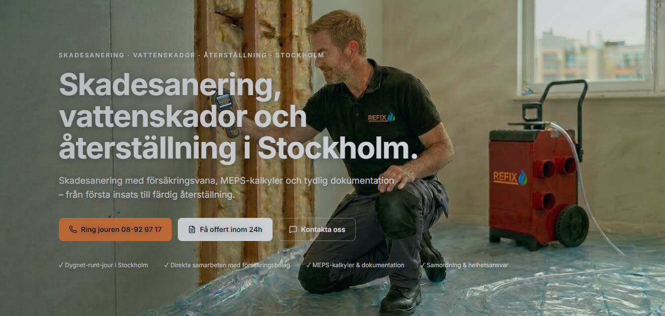 Återställning efter brandskada i Stockholm