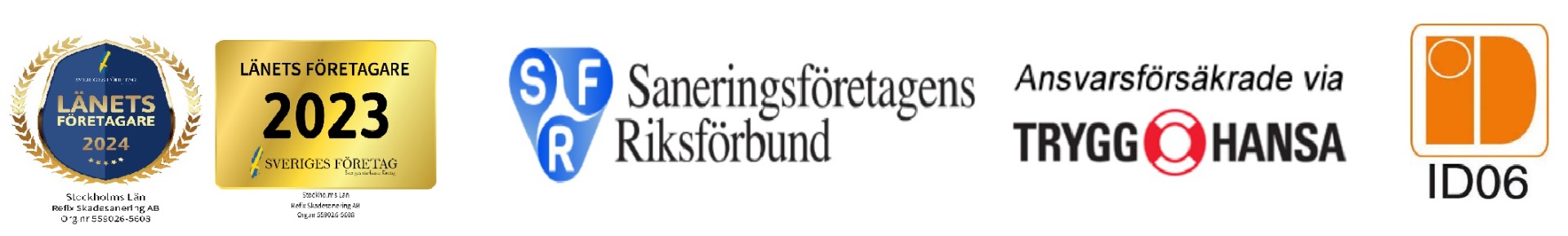 Refix certifieringar – SFR, Trygg-Hansa, ID06, Länets Företagare